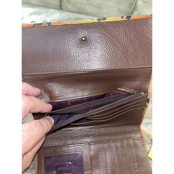 Anuschka Women's Wallet Floral Leopard Tiger Design Trifold Credit Bills Coins - Picture 10 of 11